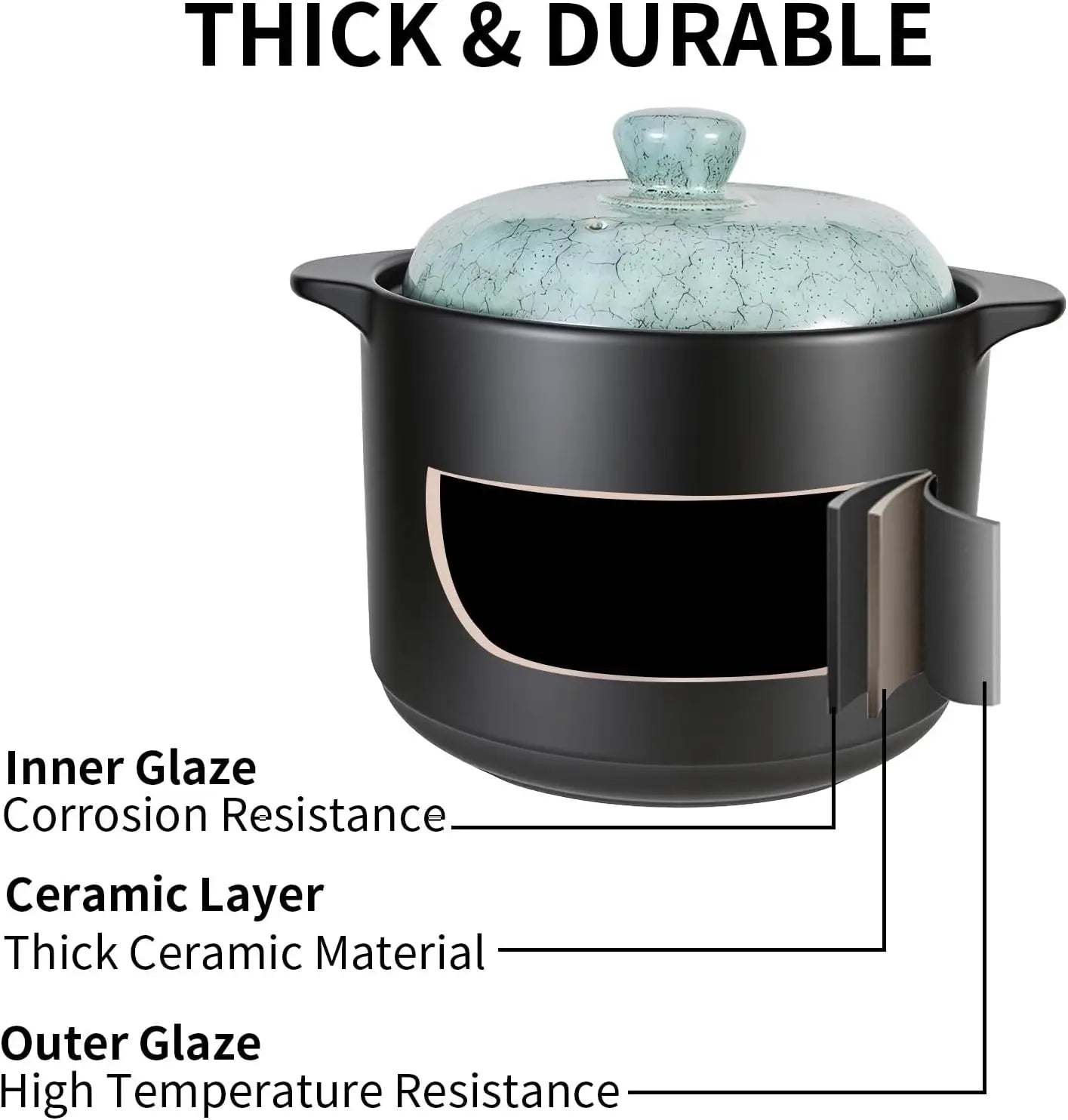 Ceramic Stew Pot With Lid Nontoxic And Oven Safe Cookware