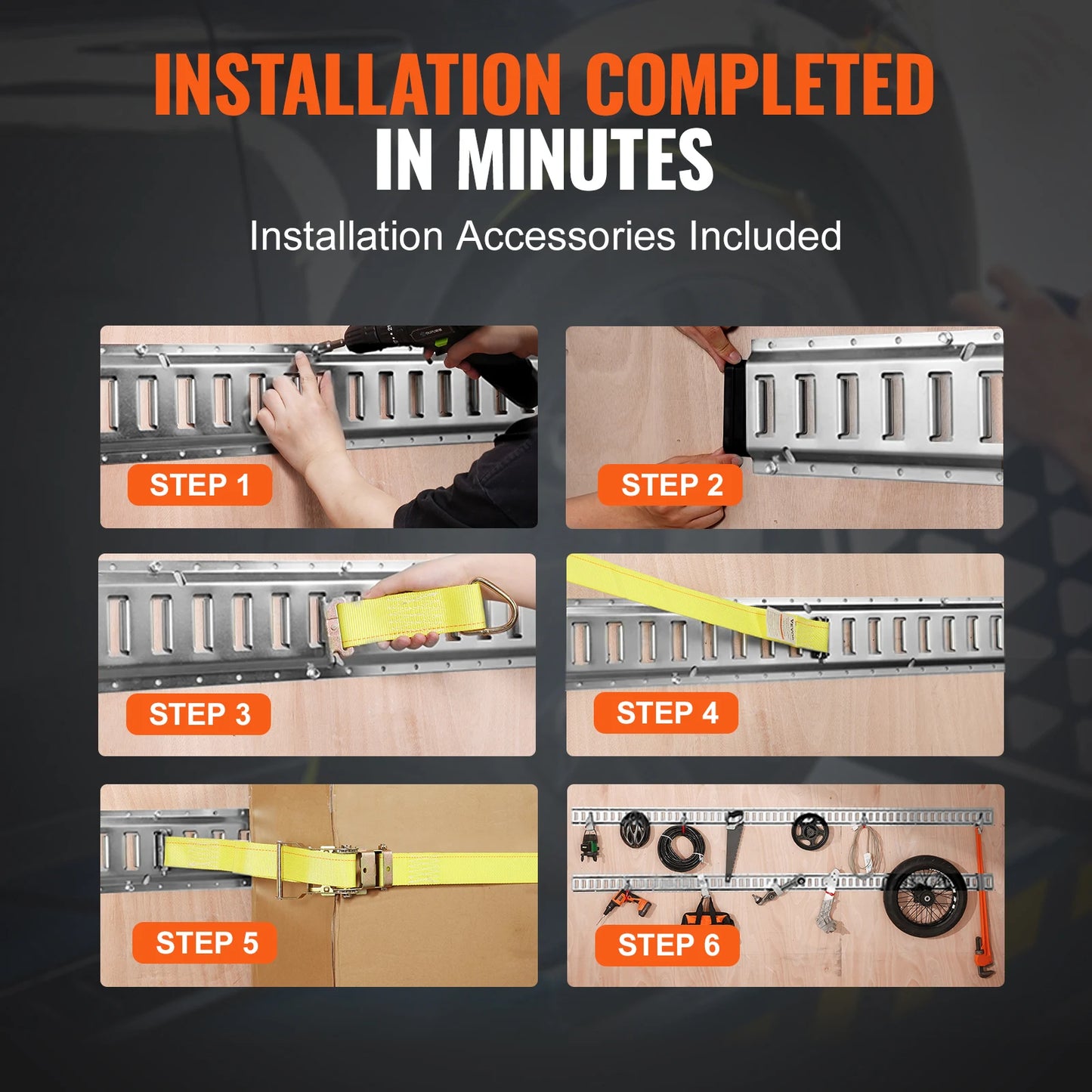 SucceBuy E Track Tie Down Rail Kit With Eight Rails