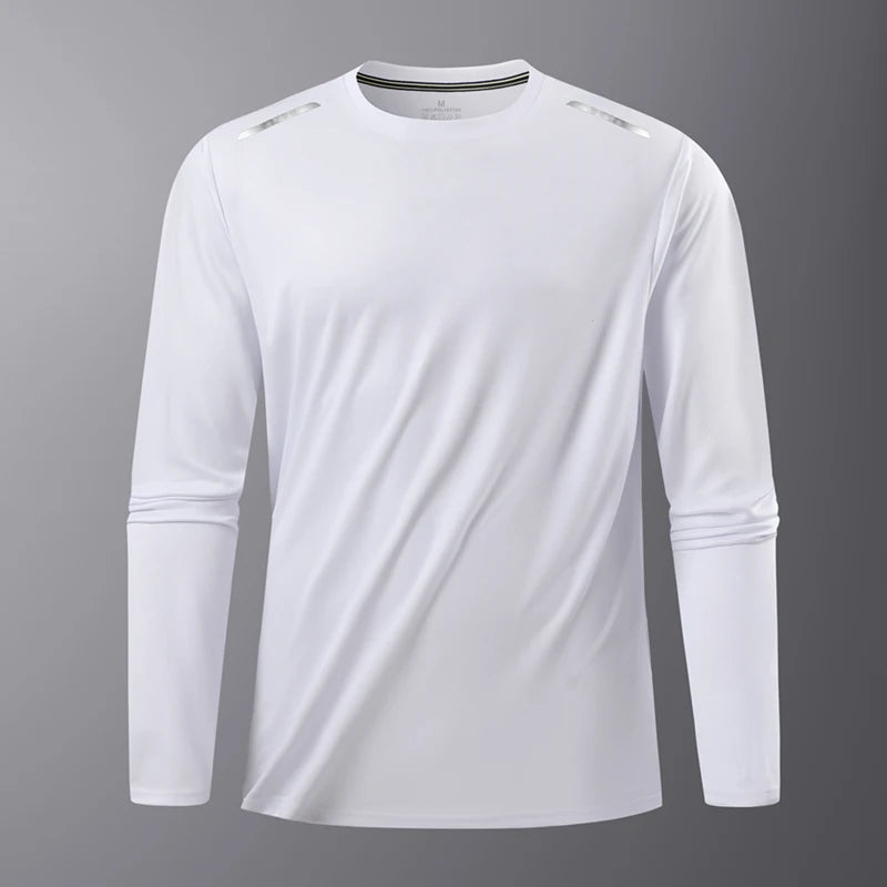 Reflective Sport Gym T Shirt Men Quick Dry Long Sleeve