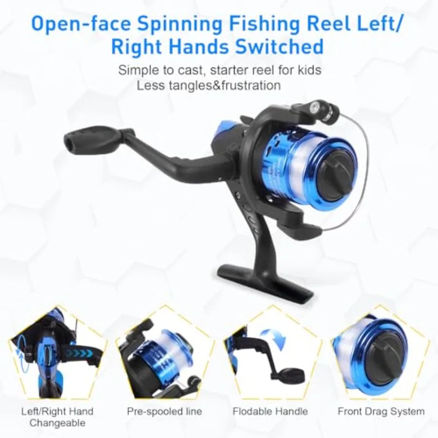 Beginner Telescopic Fishing Pole Kit With Spincast Reel Tackle Box