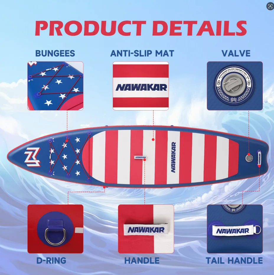 Unisex Inflatable Surfboard For Adults Portable Paddle Board