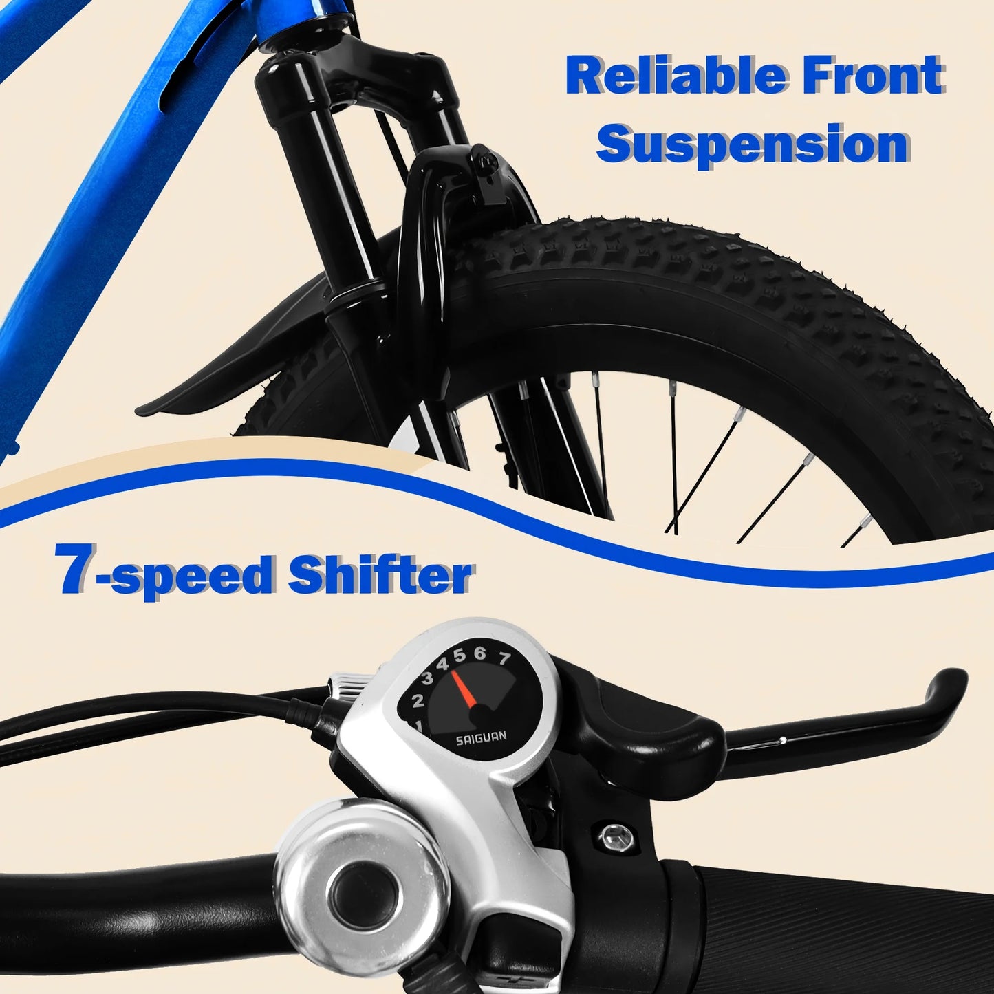 Mountain Kids Bike Front Suspension 7 Speed