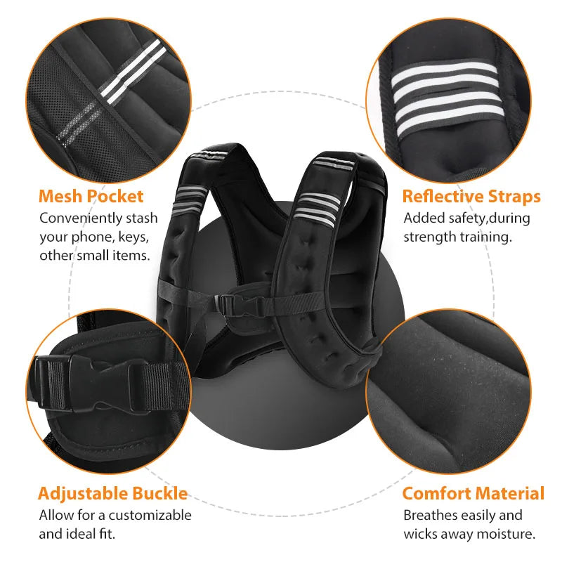 Weight Vest With Reflective Stripe For Fitness Training