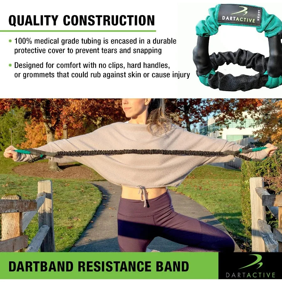 DartBand Premium Resistance Bands With Handles Door Anchor Carabiner Clip