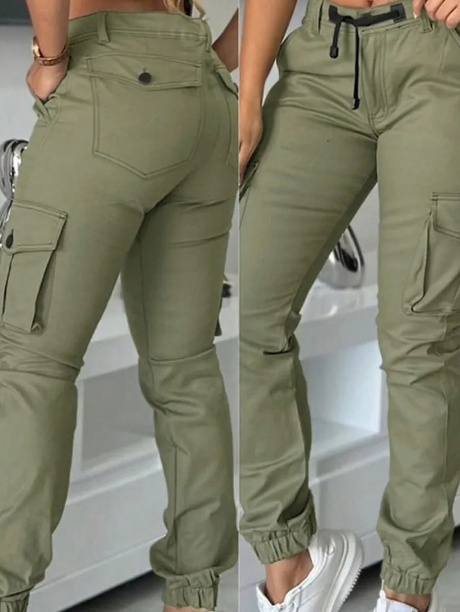 Slim Fit Cargo Pants With Pockets For Women