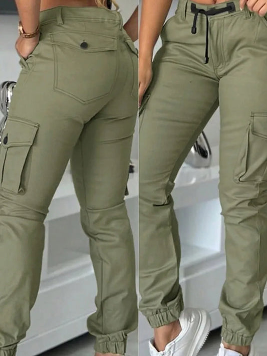 Slim Fit Cargo Pants With Pockets For Women
