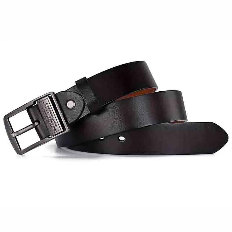 Genuine Cow Leather Mens Belt With Classic Pin Buckle