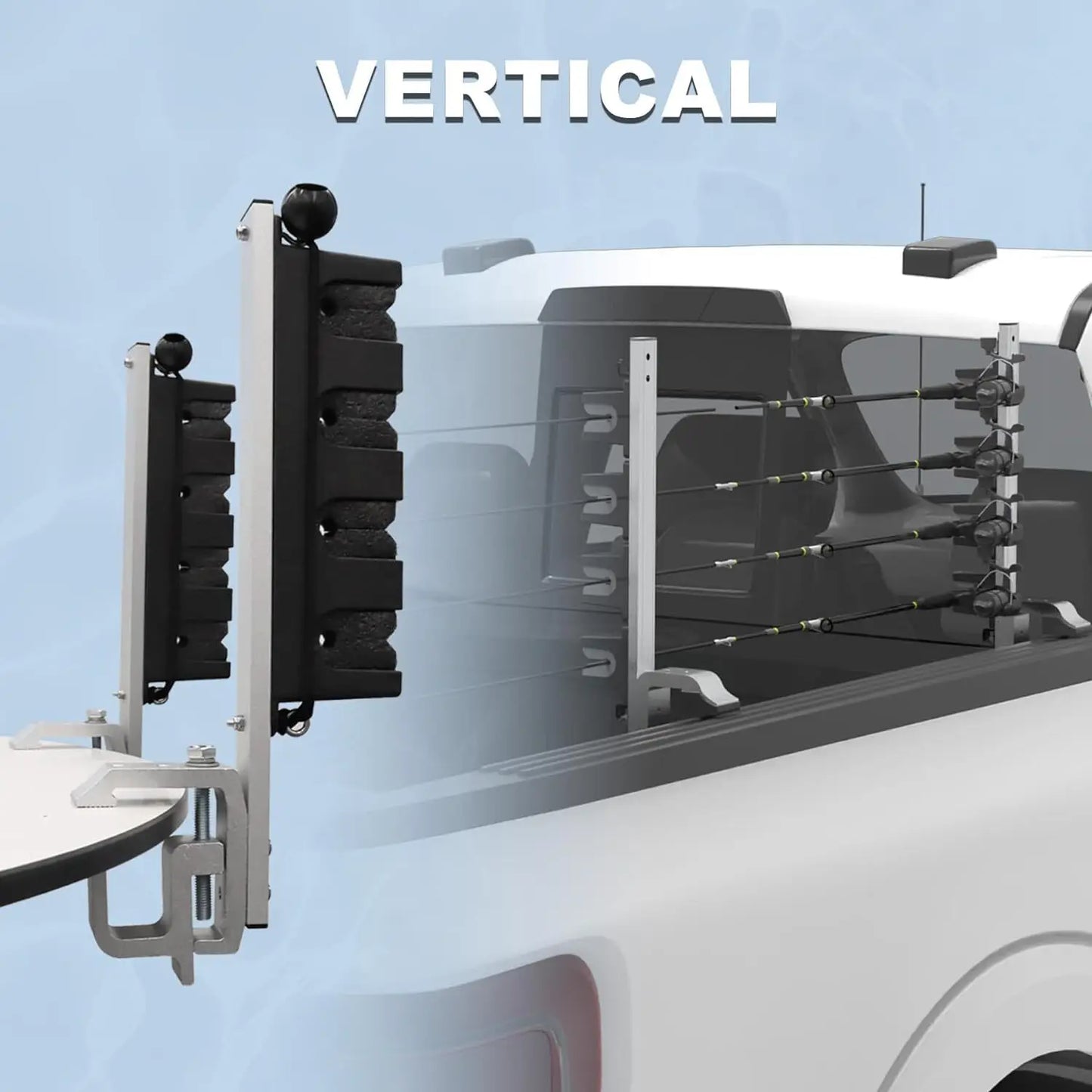 Aluminum Clamp-On Fishing Rod Holder for Truck Bed or Boat