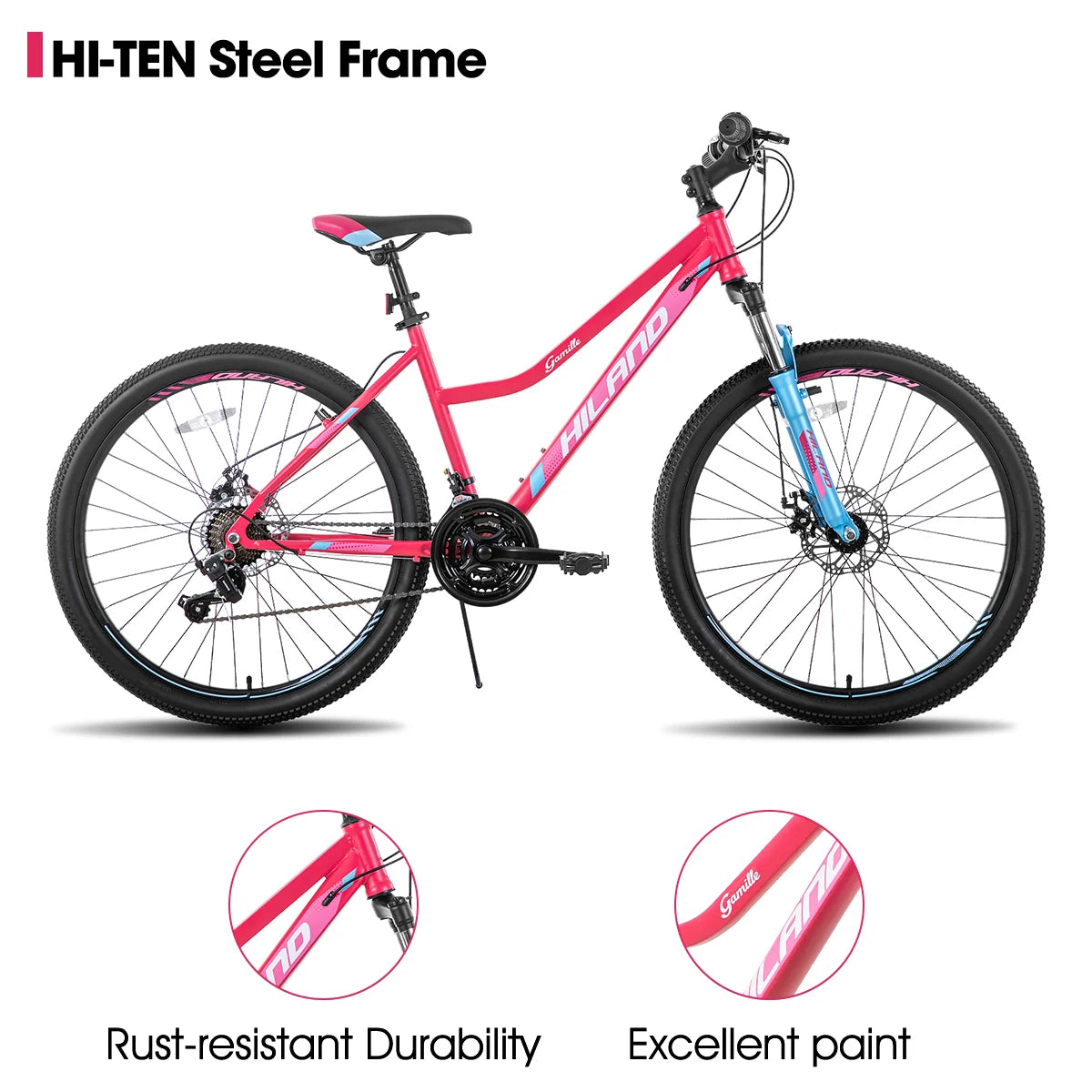 Hiland Womens Mountain Bike With Step-Through Frame Shimano 21 Speeds