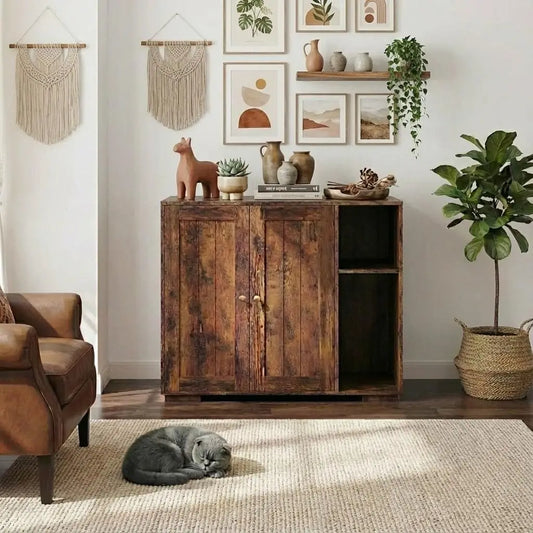 HiMISSCN Cat Litter Box Enclosure With Built In Outlet