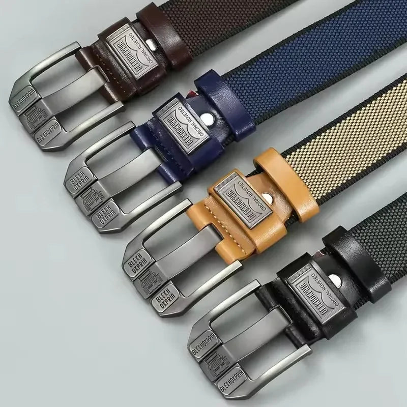 Casual Canvas Belt With Pin Buckle Mens Webbing Belt