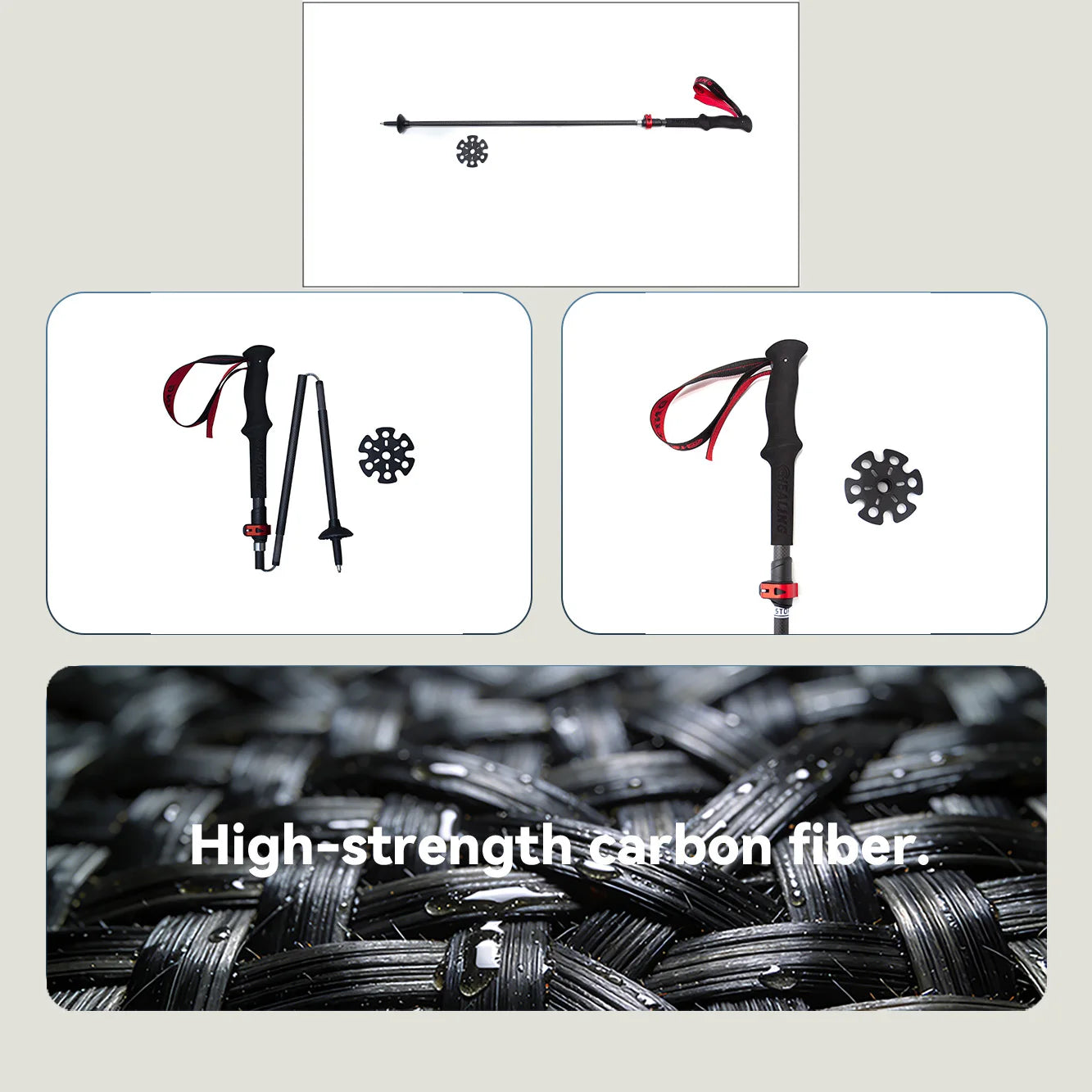 Okhealing Full Carbon Fiber Telescopic Trekking Poles