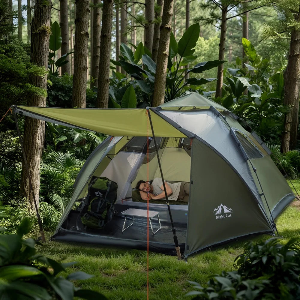 Night Cat Pop Up Tent Instant Setup Waterproof Camping Tent