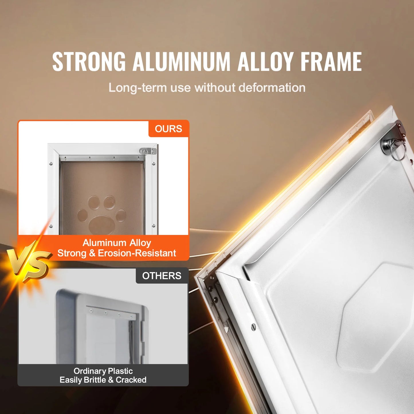 SucceBuy Pet Door Aluminum Frame With Lock And Weatherproof Flap