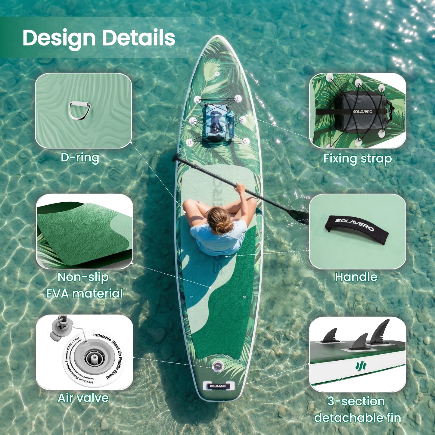 Inflatable SUP Board With Accessories And Adjustable Paddle