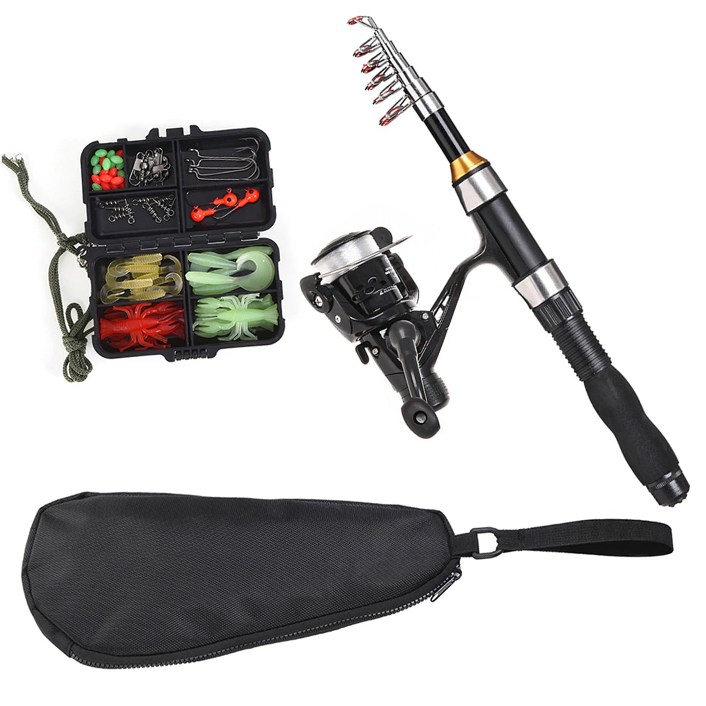 Telescopic Fishing Rod Reel Combo Full Kit With Spinning Lures
