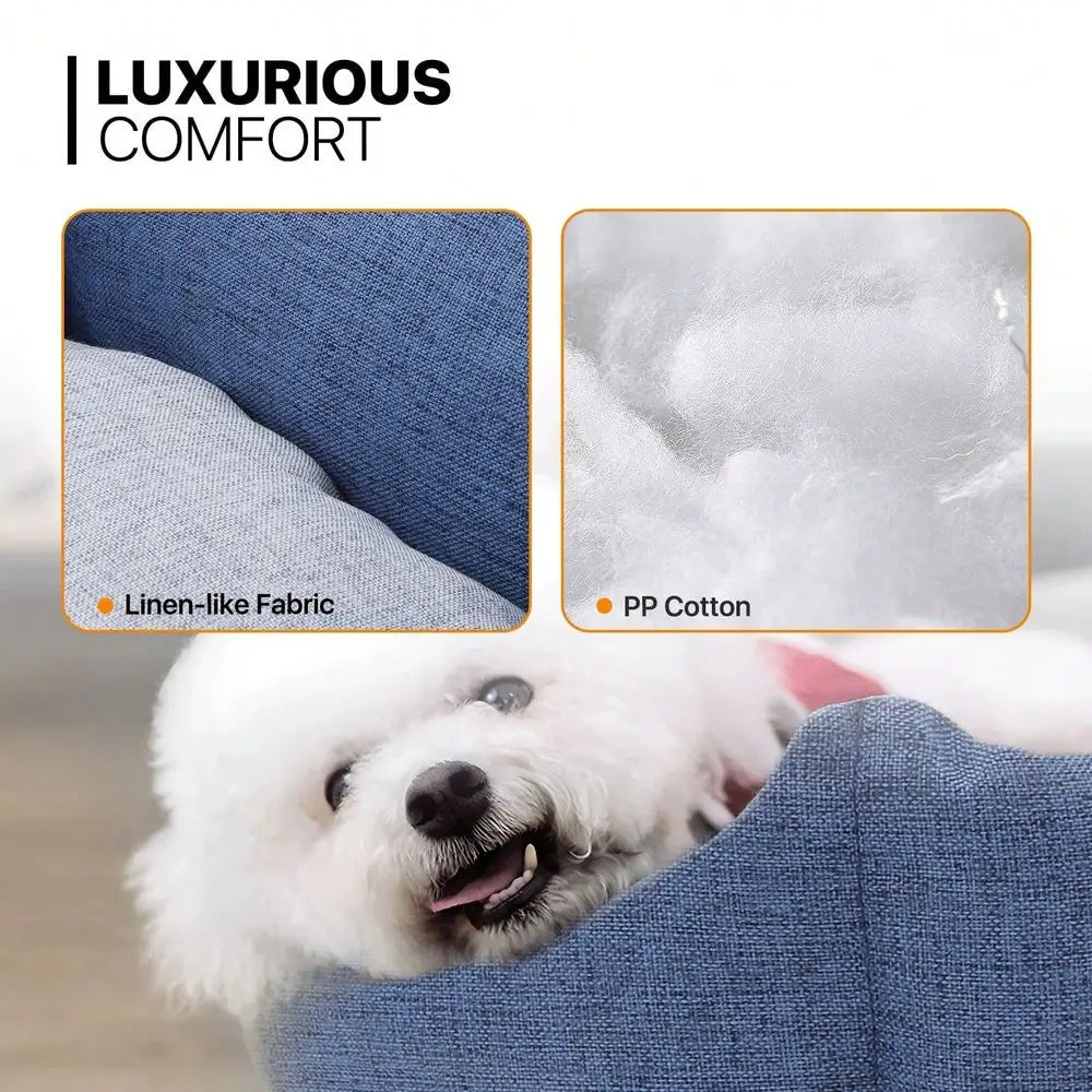 Dog Bed Linen Like Fabric Machine Washable For Pets