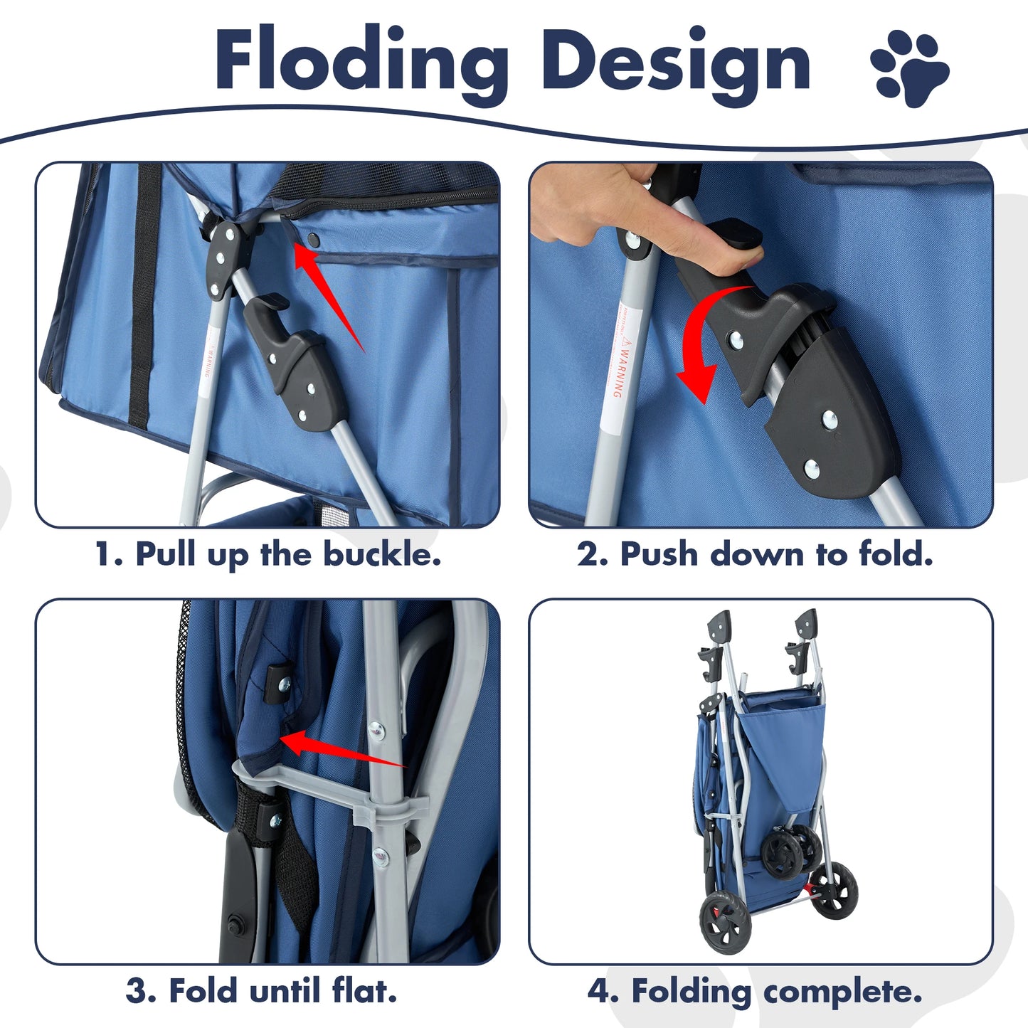 3 Wheel Foldable Pet Stroller for Small Dogs and Cats