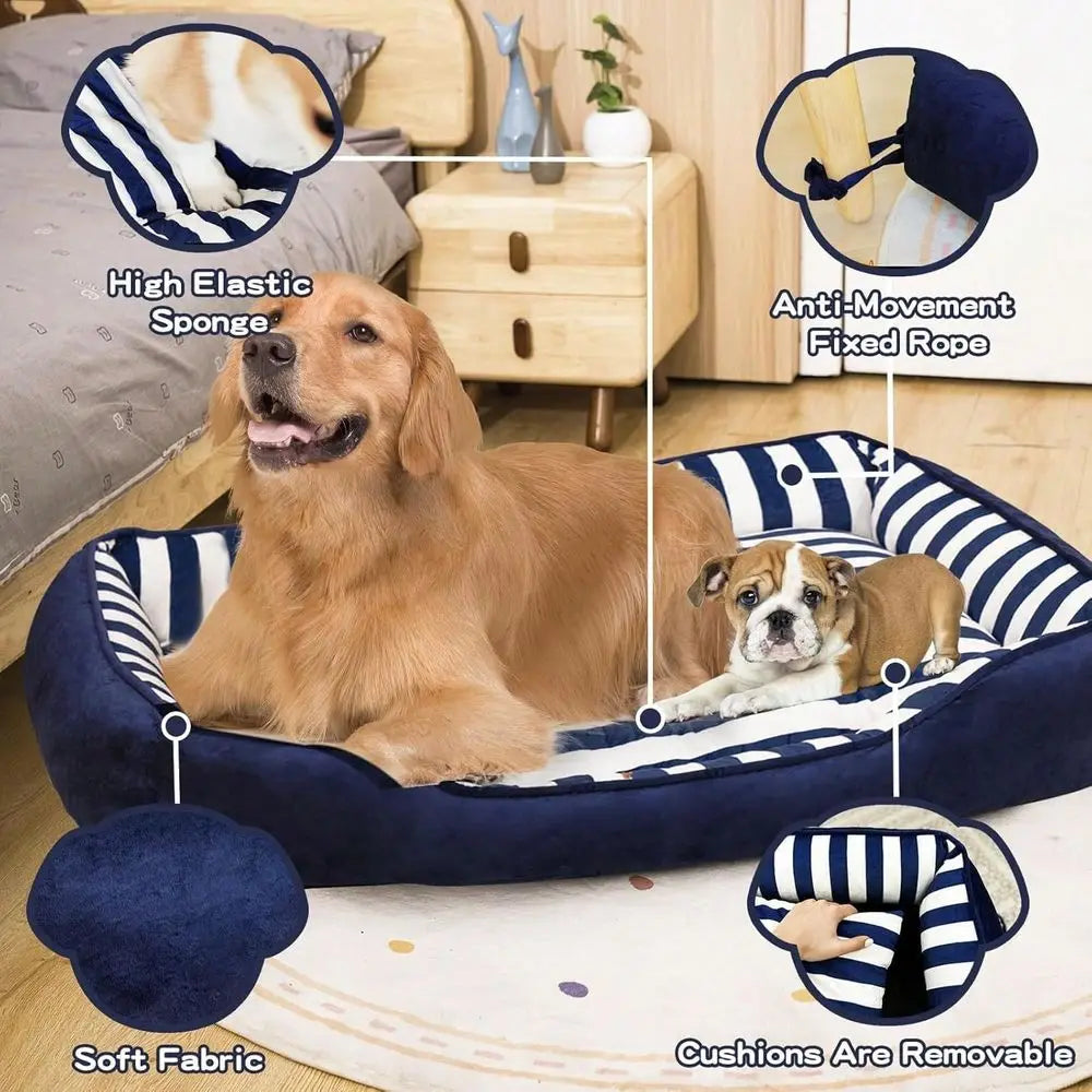 Dog Bed With Removable Washable Waterproof Cover And Cushion