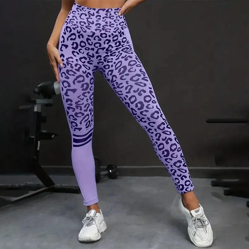 Leopard Print Seamless Quick Dry Yoga Pants With High Waist