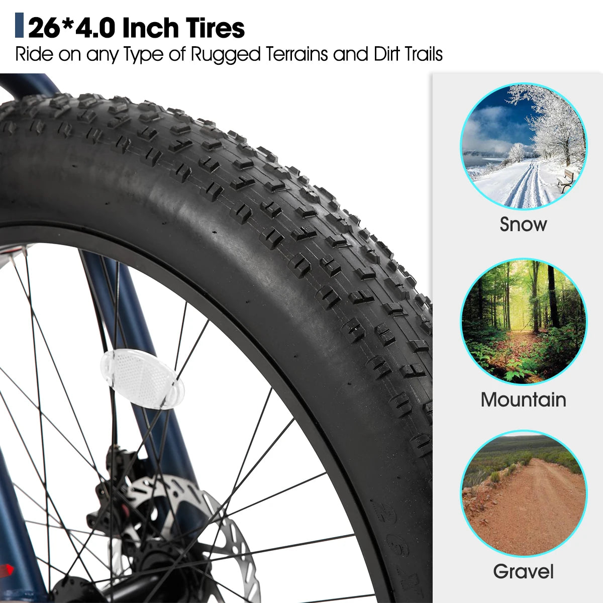 Hiland Kids Fat Tire Mountain Bike With Shimano 7 Speed Dual Disc Brakes