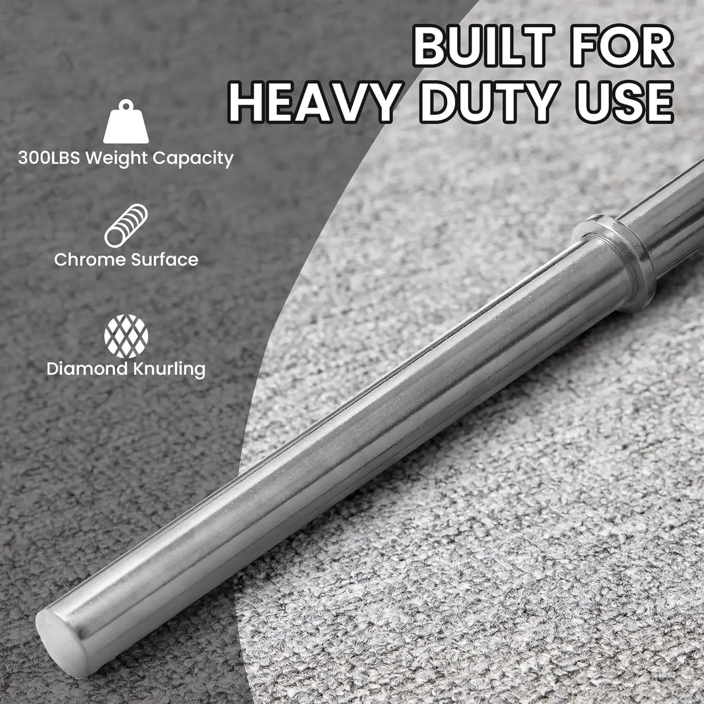 FITVIDS Standard Barbell, Durable Steel, 300 Lb Capacity