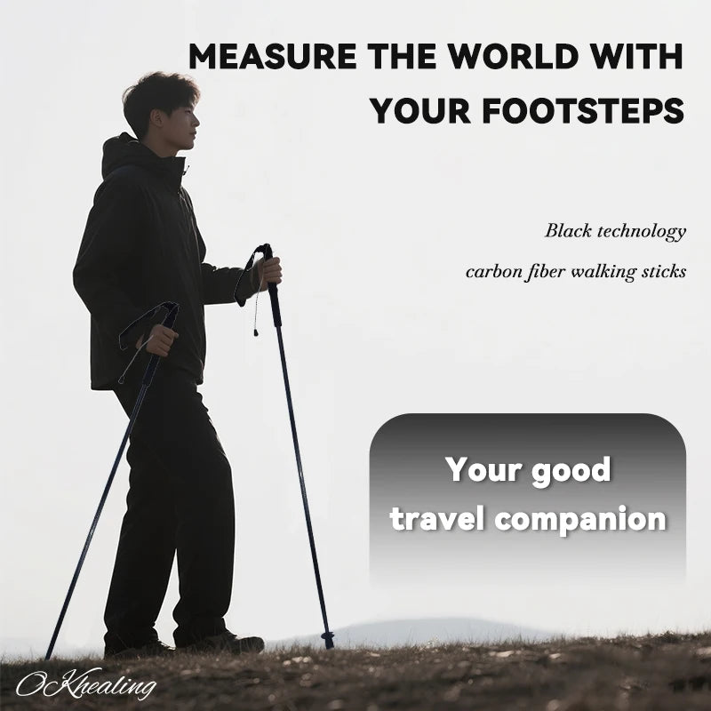 OKHEALING Ultralight Carbon Fiber Trekking Poles Foldable