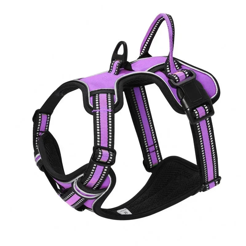 None CN Adjustable Nylon Dog Harness Reflective Soft Breathable No Pull