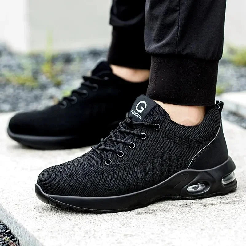 Men's Steel Toe Work Boots Breathable Lightweight Safety Shoes