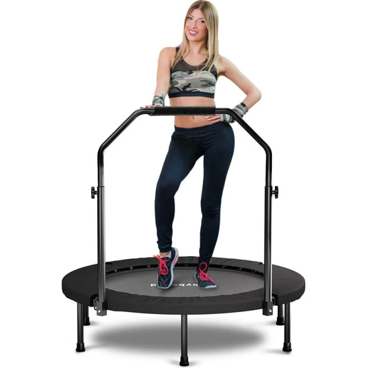 Rebounder Trampoline For Adults Foldable Fitness Rebounder With U-Bar