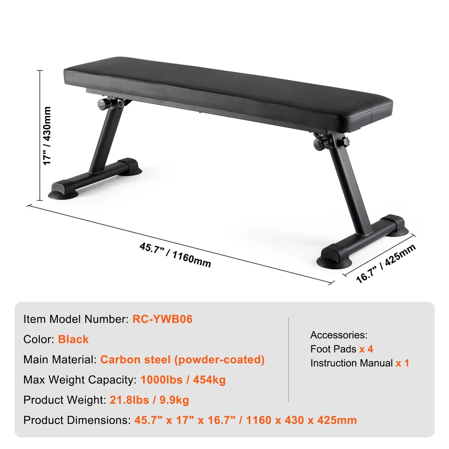 SucceBuy Flat Foldable Weight Bench For Full Body Workouts