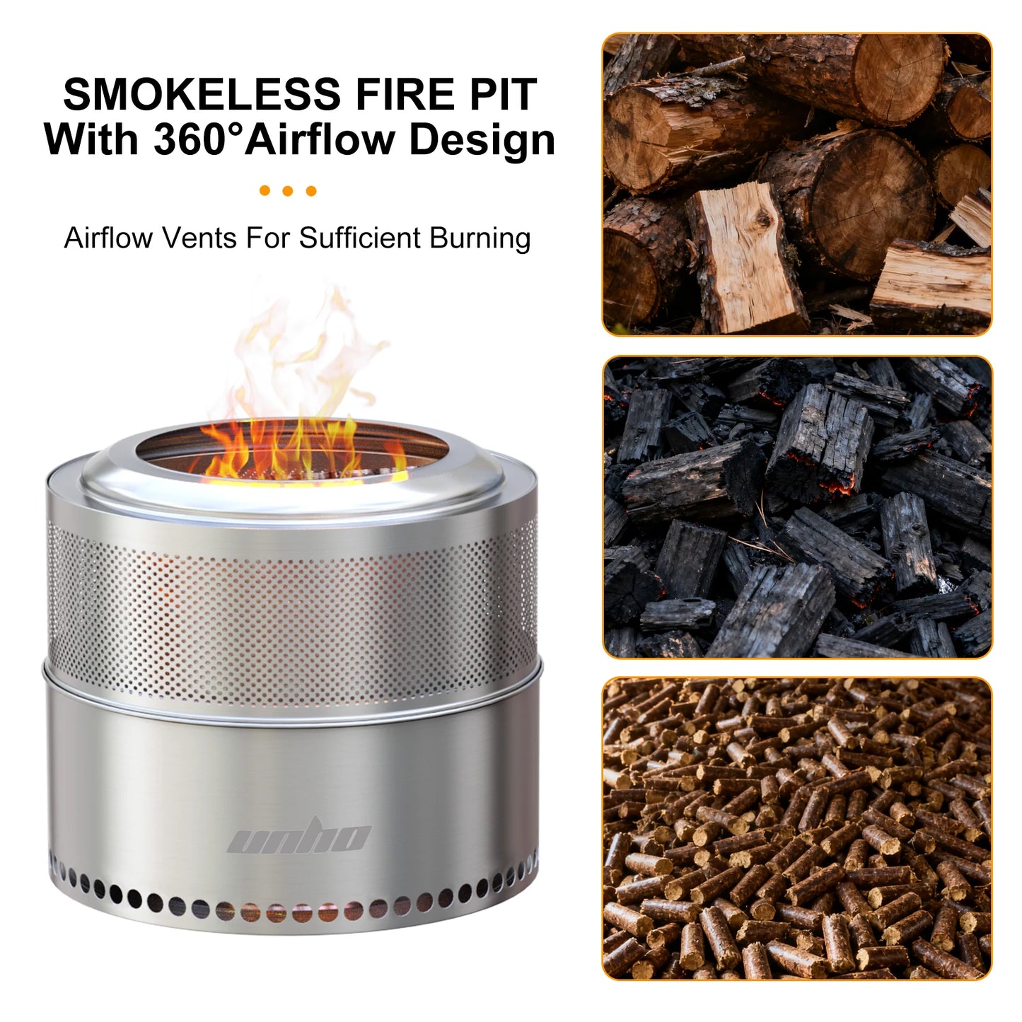 Smokeless Stainless Steel Wood Burning Fire Pit With Carry Bag