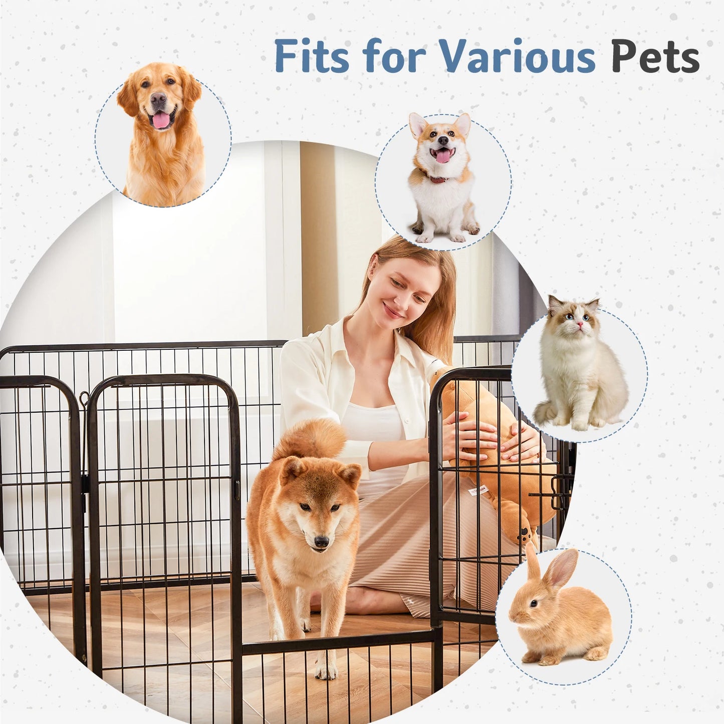 JHK Metal Eight Panel Dog Playpen Pet Fence for Yard
