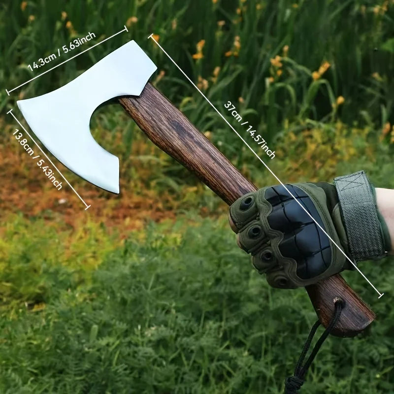 NONEDIY Hand Forged Viking Tomahawk Axe High Manganese Steel Outdoor