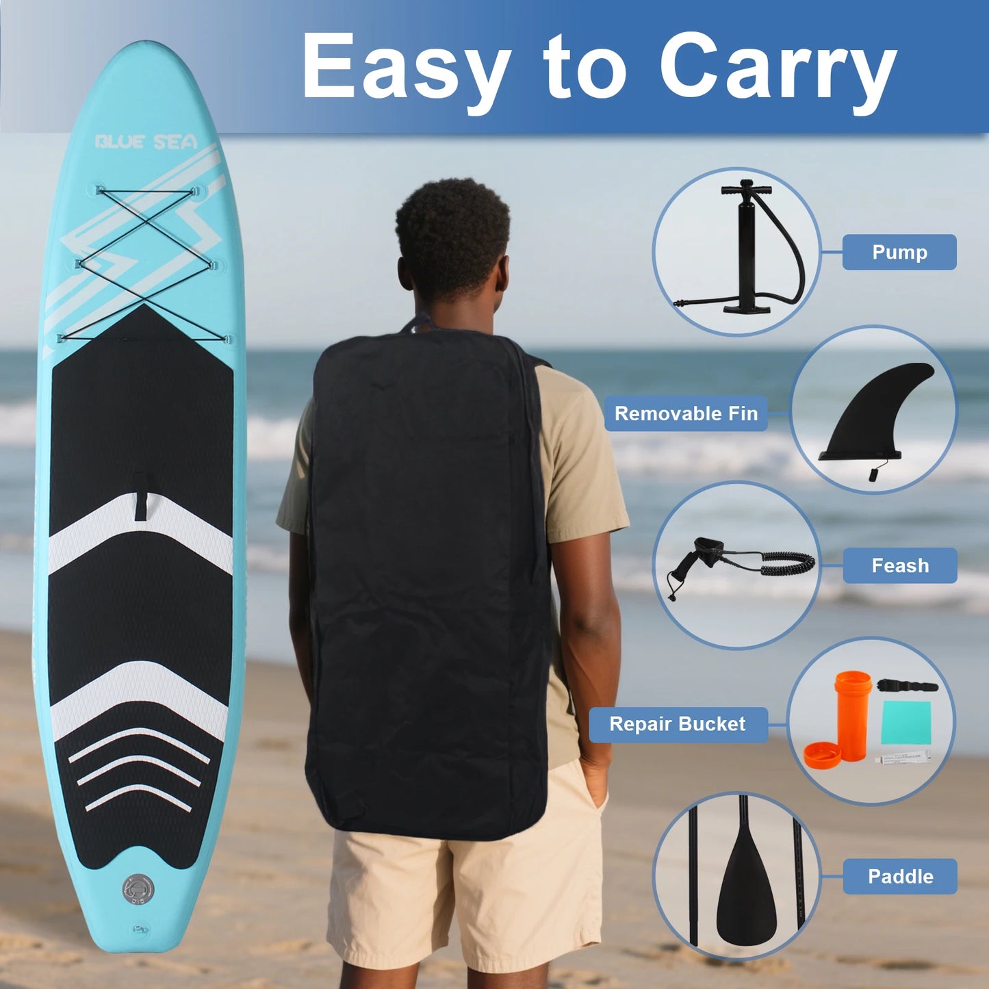 CADALENE Inflatable Stand Up Paddle Board With Pump And Backpack