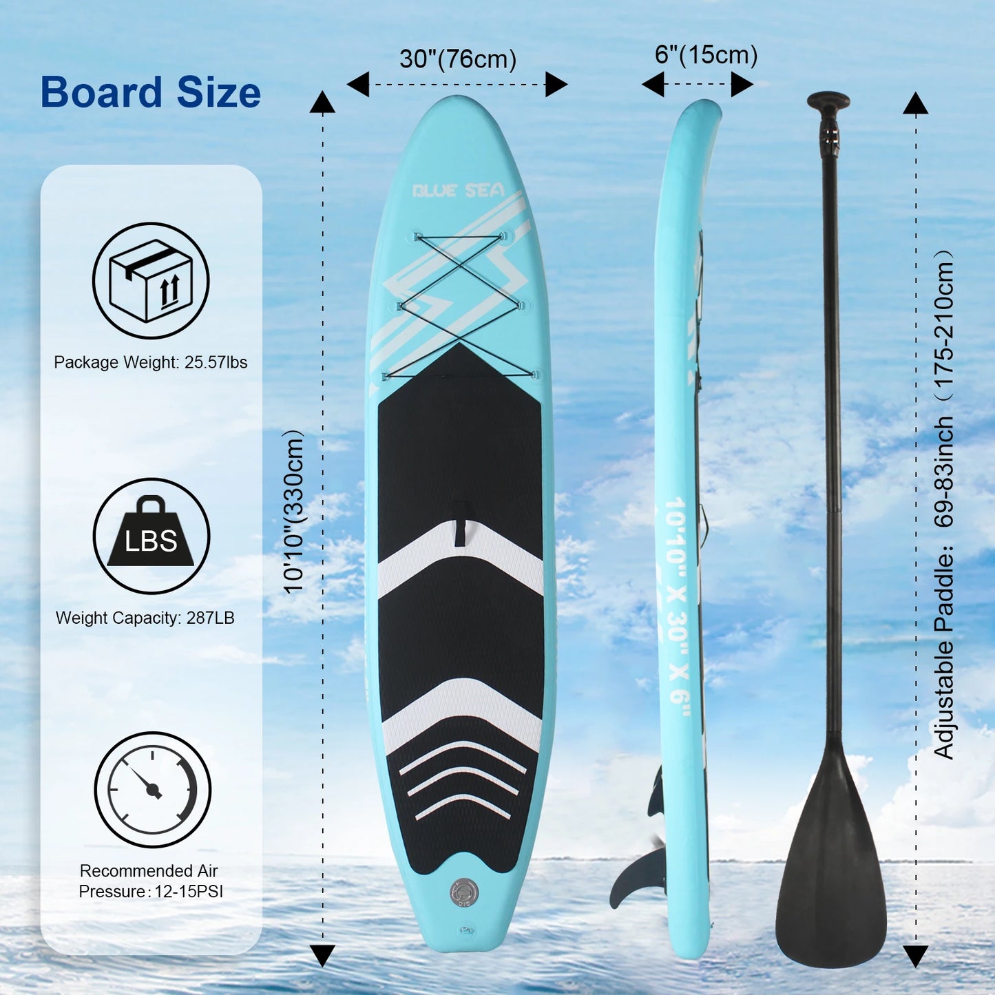 CADALENE Inflatable Stand Up Paddle Board With Pump And Backpack