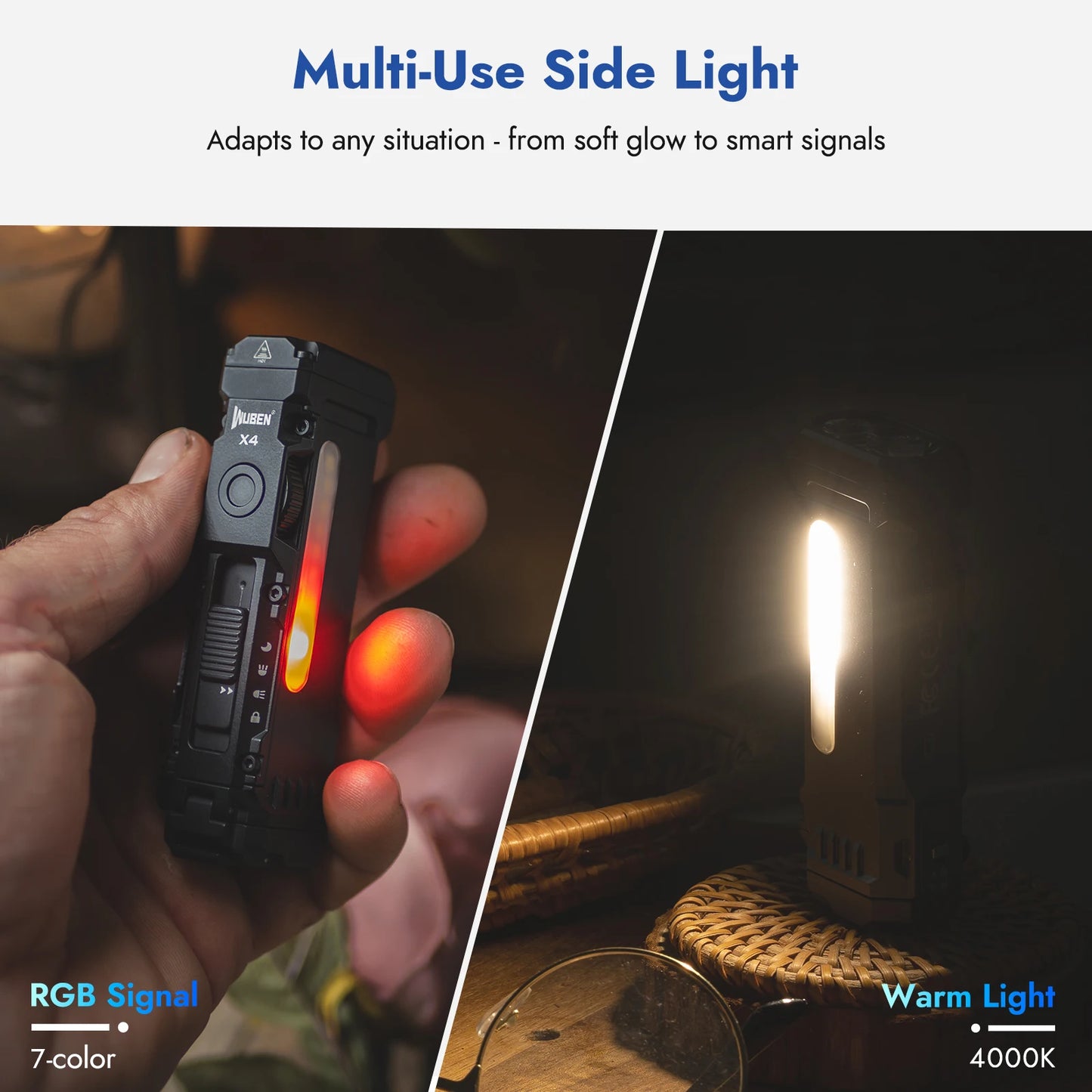 WUBEN X4 EDC Flashlight With RGB Light 1500 Lumens IP68
