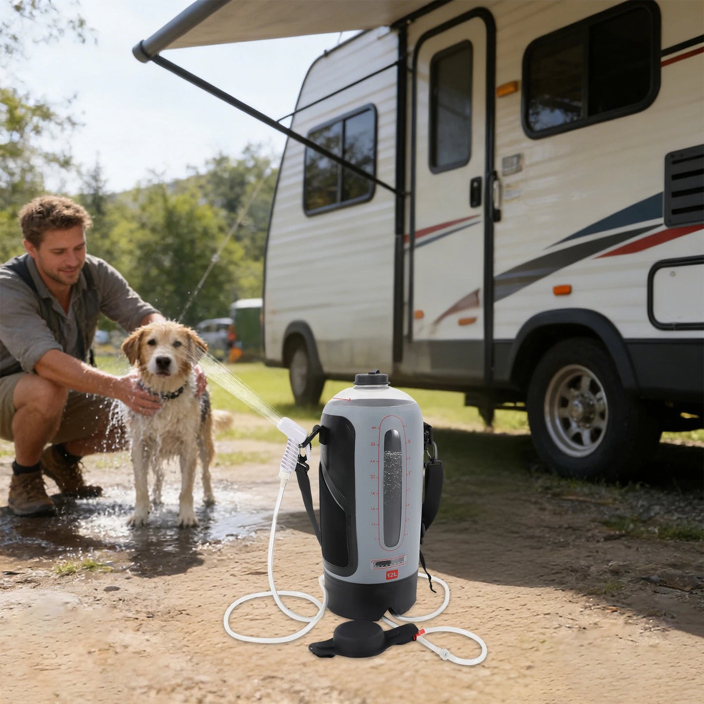 Bymaocar Portable Camp Shower With Air Pump For Outdoor Showering