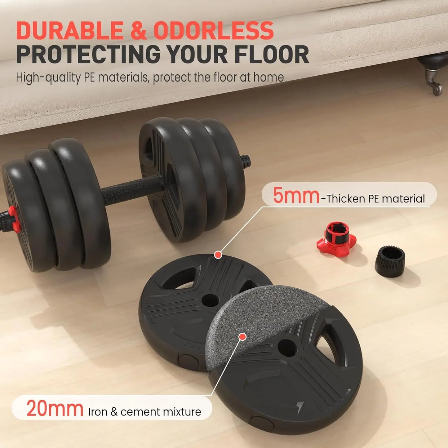 Adjustable Dumbbells Set 20 Lbs For Home Gym Convertible
