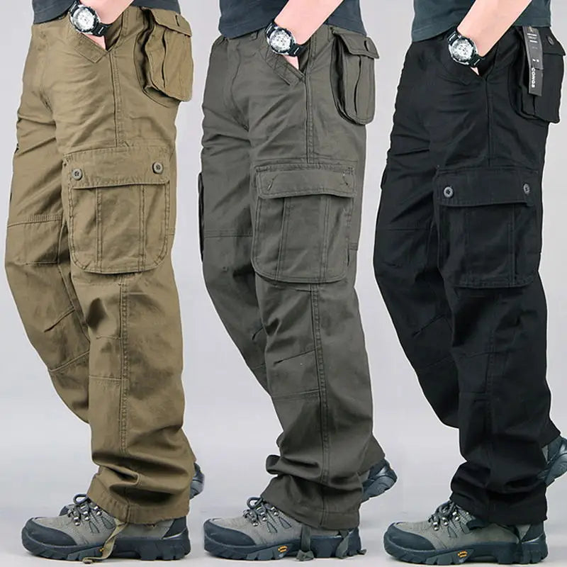 NONECN Tactical Cargo Pants For Men Cotton Outdoor Work Trousers