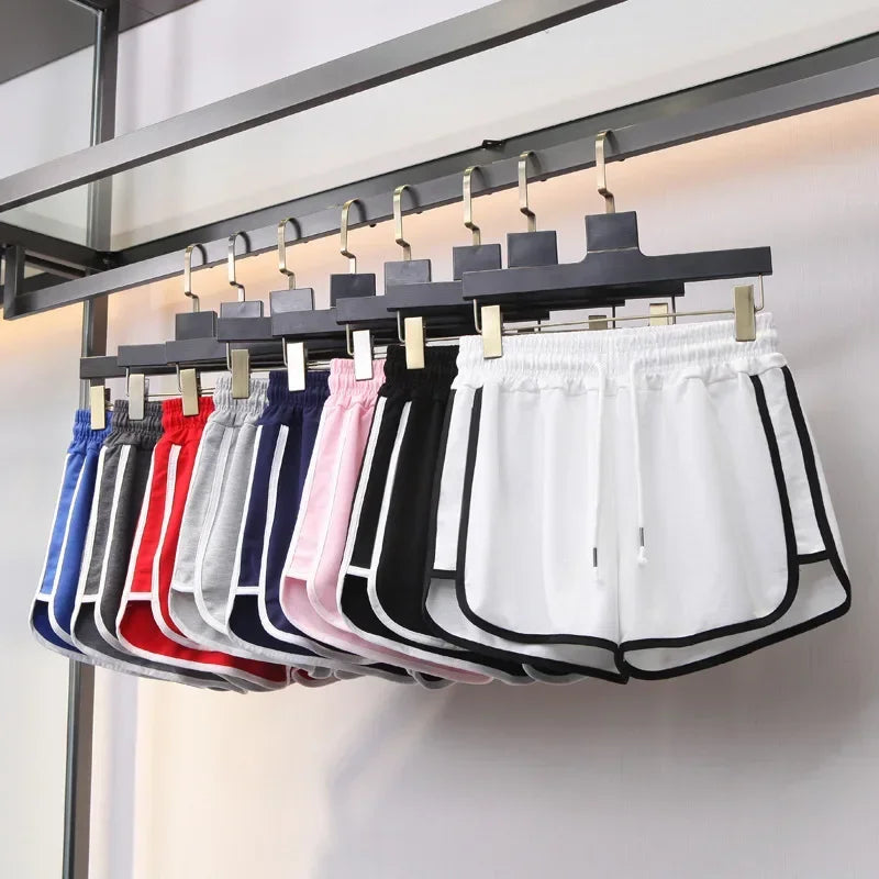 Striped Women's Sports Shorts Korean Casual Summer Wide-Leg