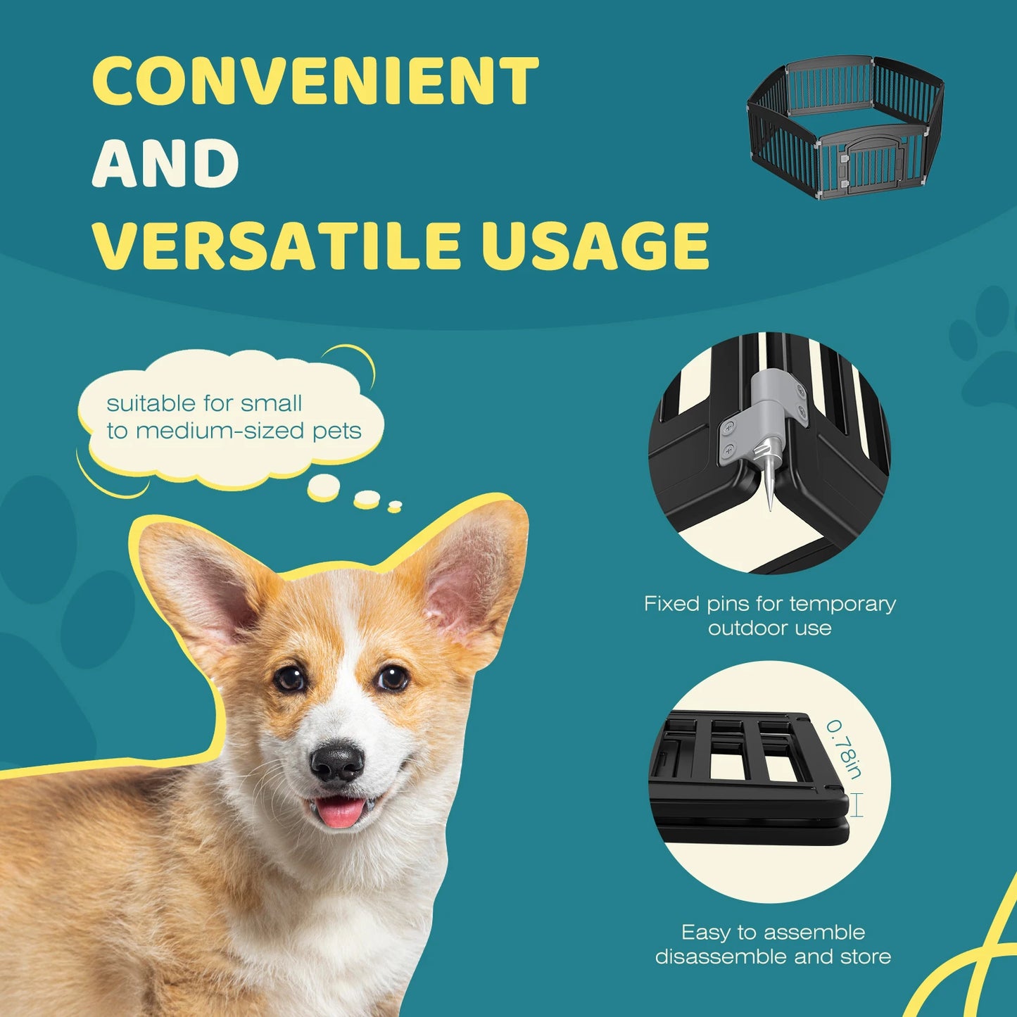JHK Plastic Dog Playpen Durable Portable Indoor Outdoor