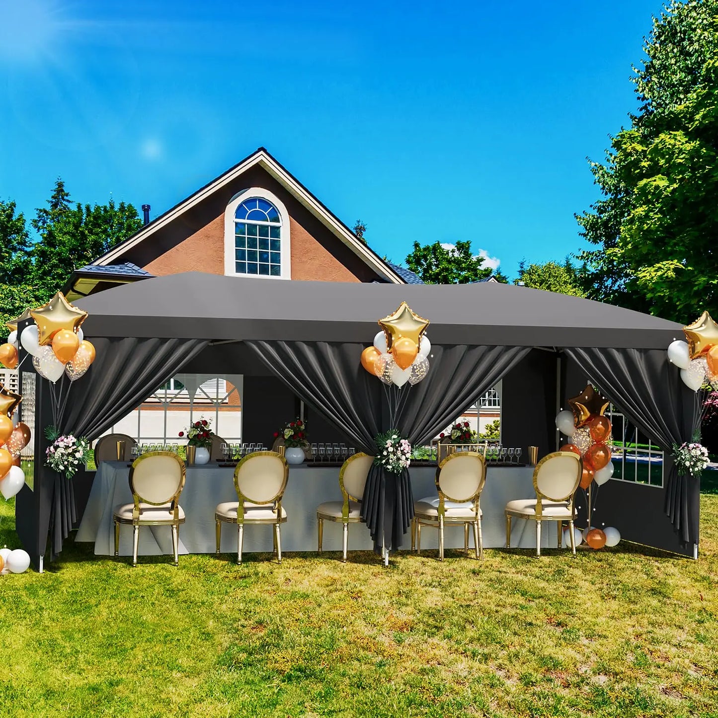 HiMISS Heavy Duty Pop Up Canopy With Six Removable Sidewalls