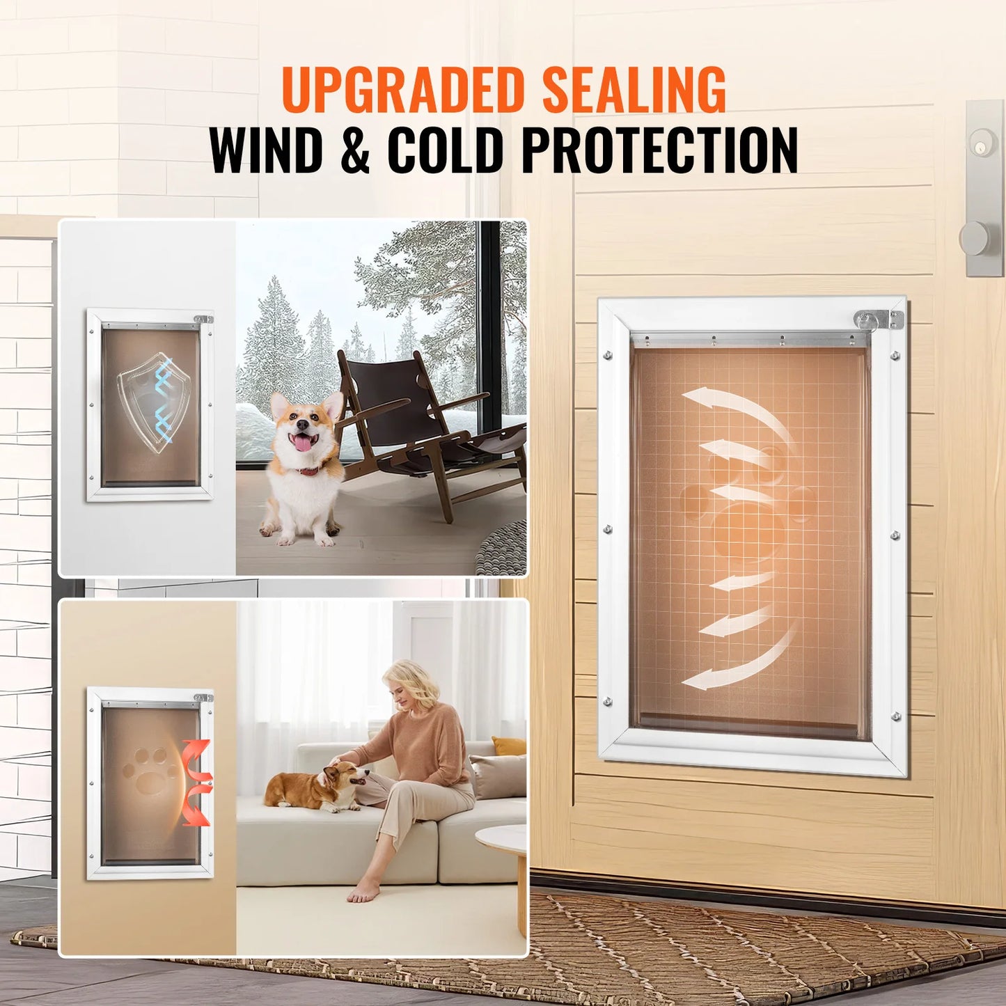 SucceBuy Pet Door Aluminum Frame With Lock System And Weatherproof Flap