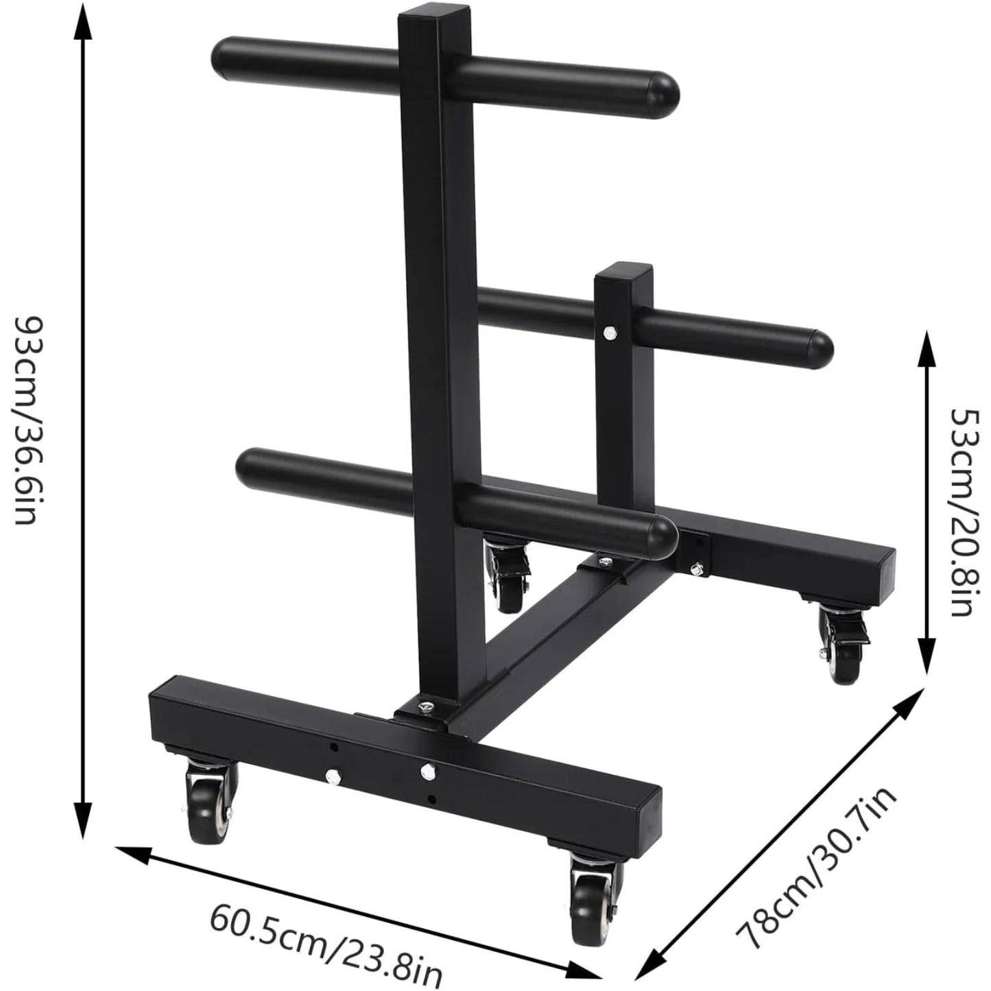 Q235 Steel Dumbbell Rack With Wheels, Double Column, 500kg Capacity