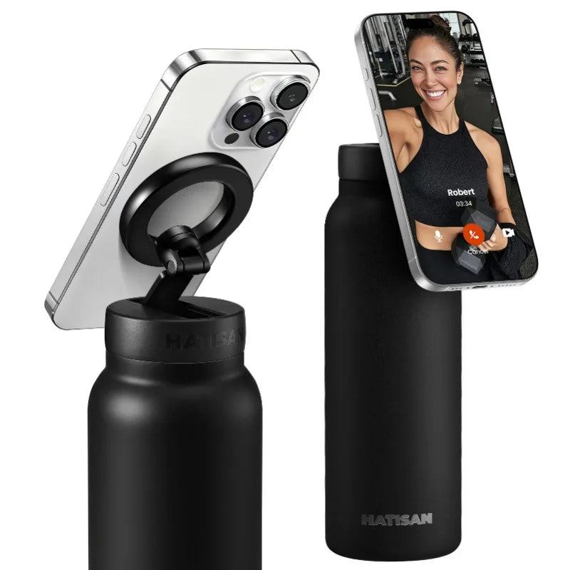 Insulated Stainless Steel Water Bottle With Magnetic Phone Holder