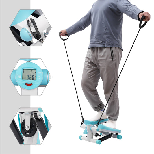 Twist Stepper Mini Exercise Machine With Resistance Bands And LED Screen