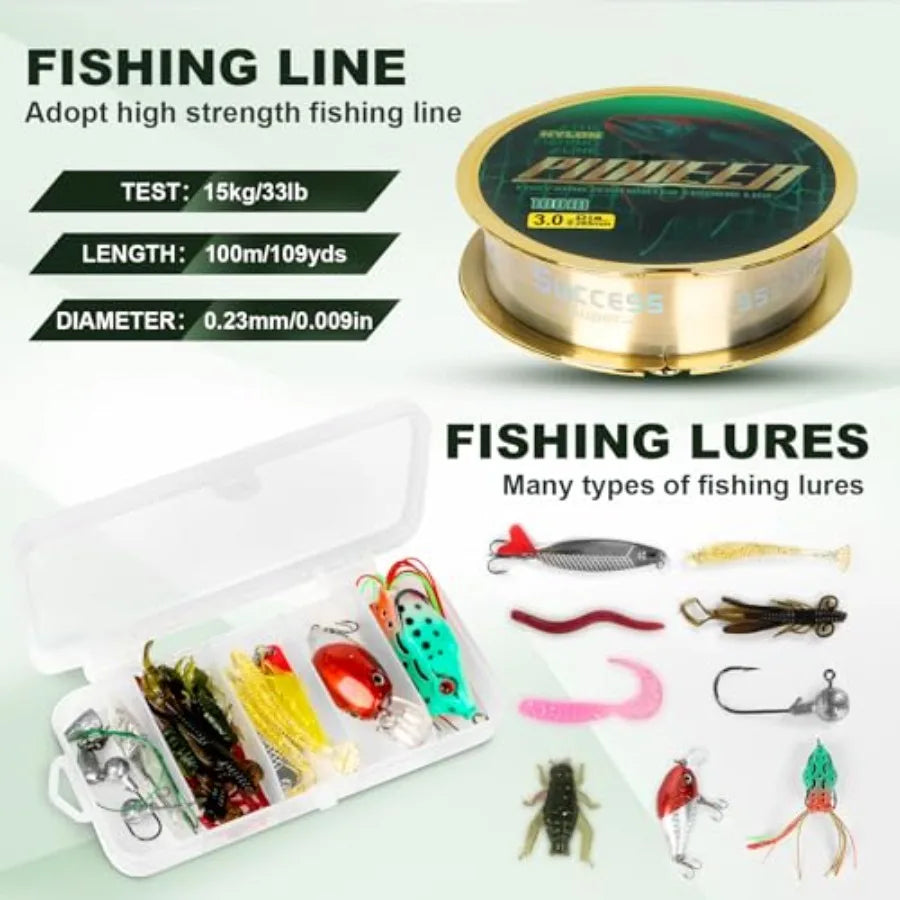 Telescopic Fishing Rod Combo With Spinning Reel Lures And Lines