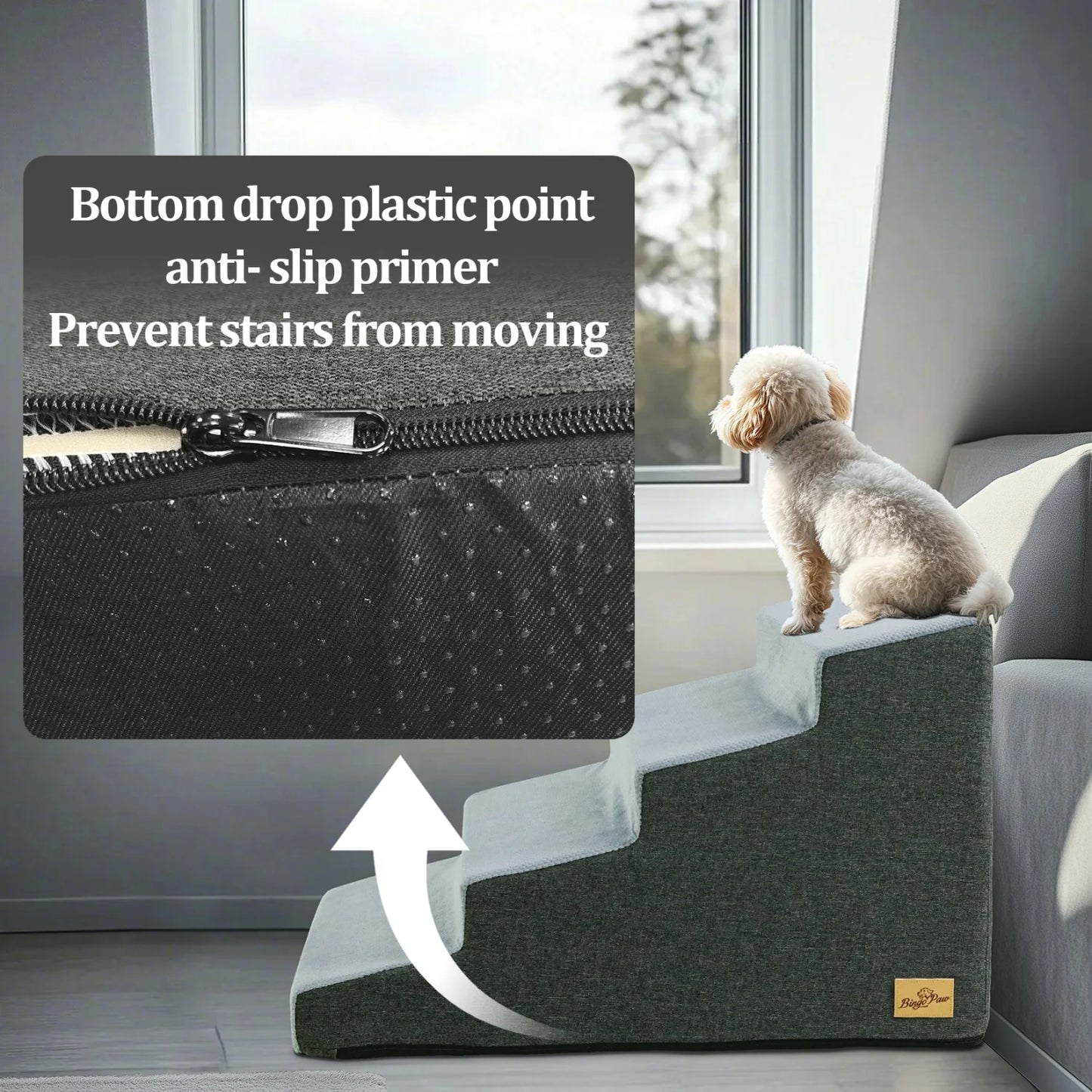 Dog Steps Non-Slip Ramp With Washable Cover For Couch