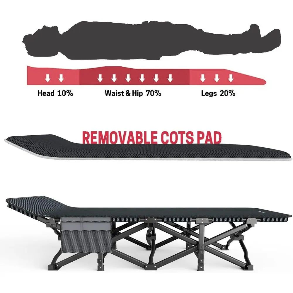 Portable Adult Folding Cot With Cushion 450 Lbs Capacity